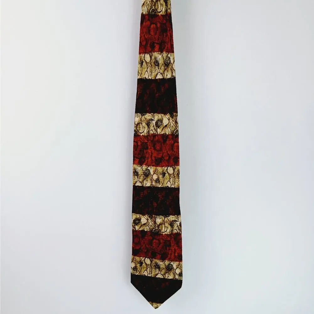 Ermenegildo Zegna Italy 100% Silk Tie Rust Brown Black Beige Necktie